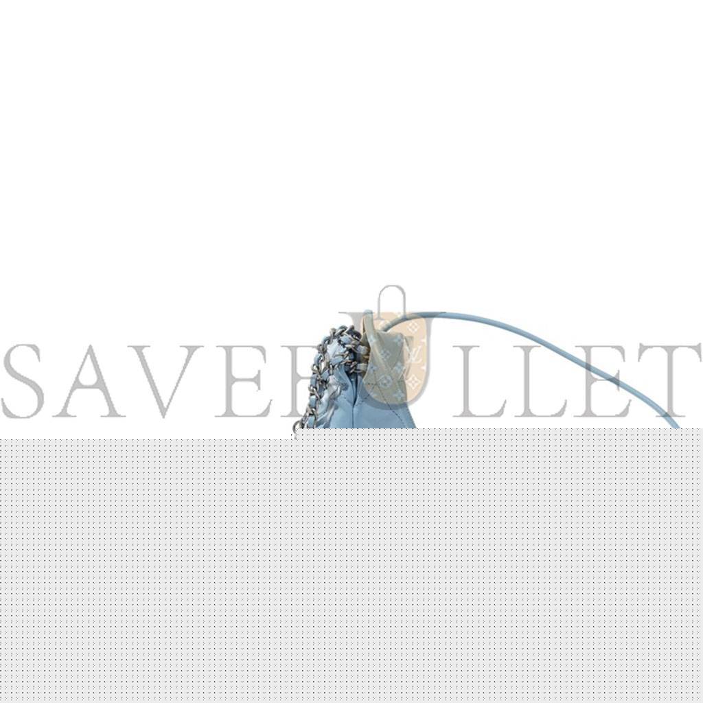 Ch*el light blue quilted calfskin mini 22 bag silver hardware as3980 (20*19*6cm)